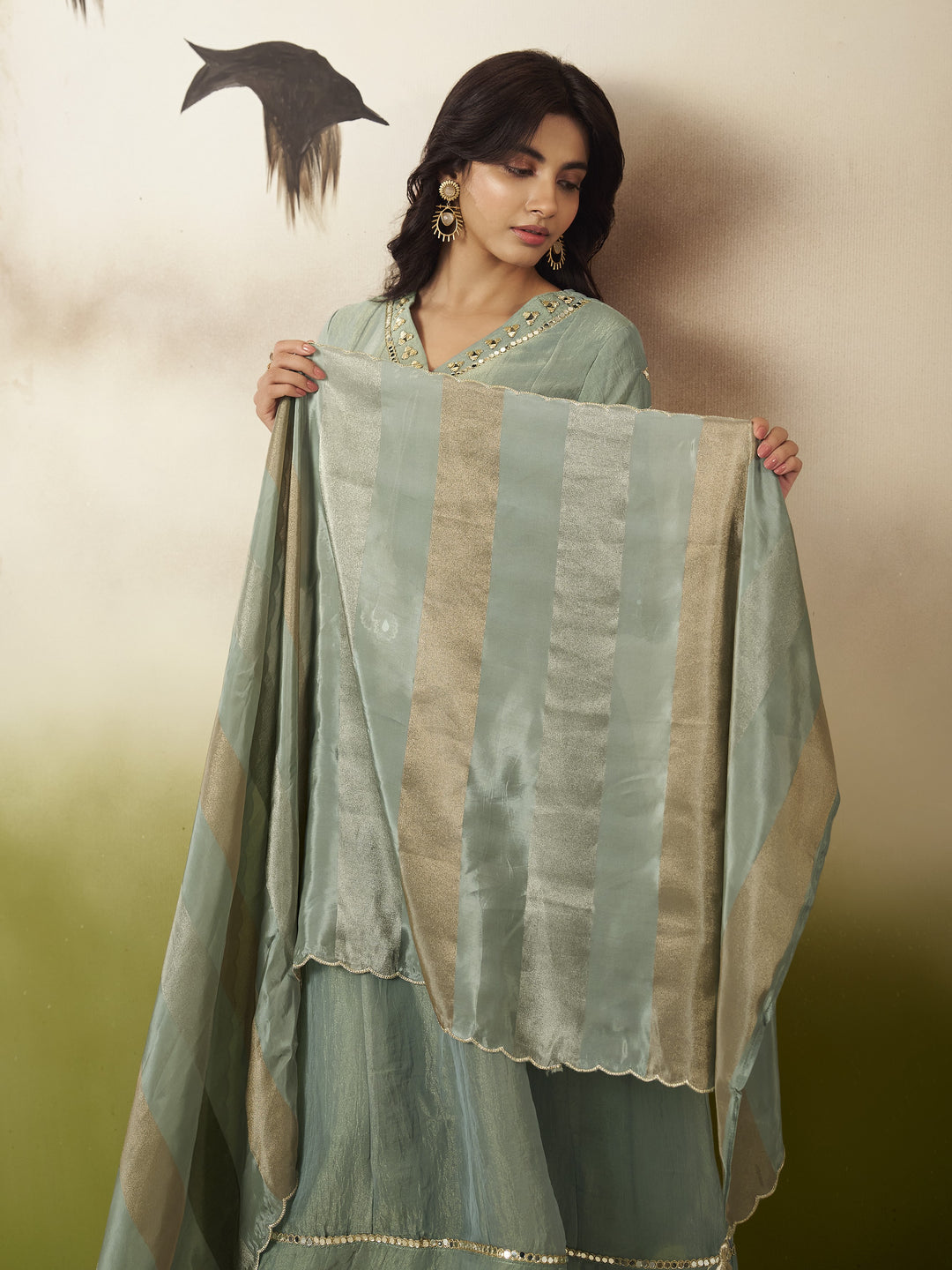 Kimaya Seafoam Work Festive Anarkali Suit Set