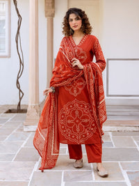 Karen tangerine cotton suit set