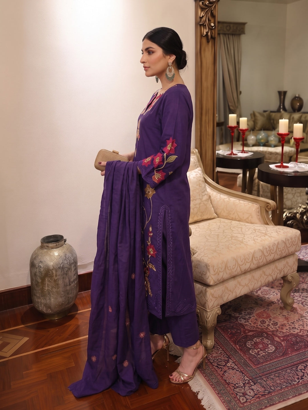 Lipi Amethyst embroidery cotton suit set