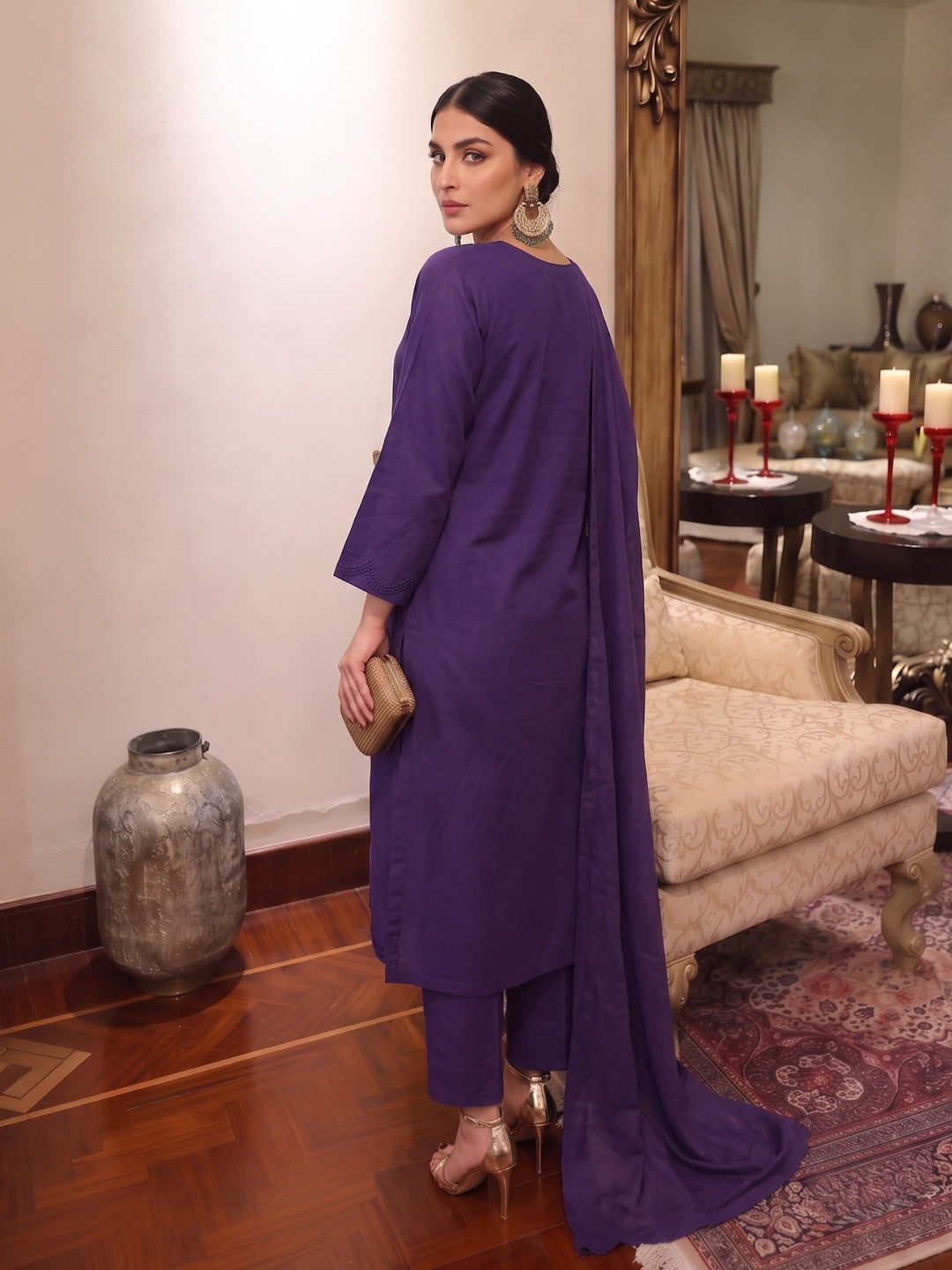 Lipi Amethyst embroidery cotton suit set