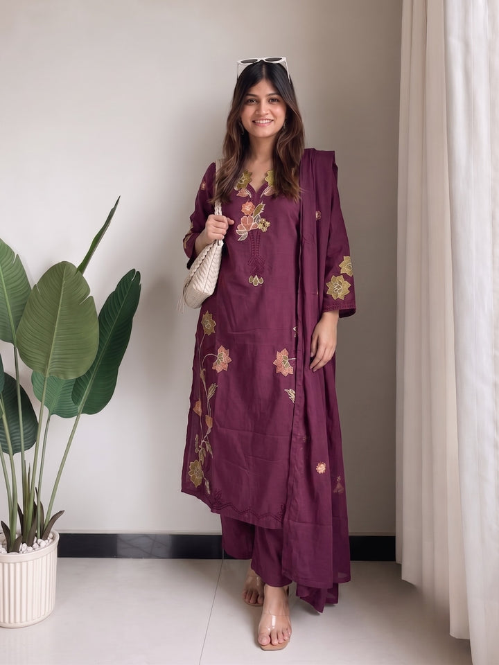 Lipi ameth embroidery cotton suit set