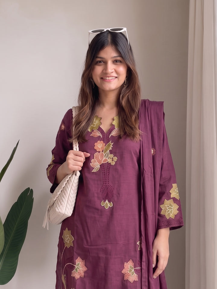 Lipi ameth embroidery cotton suit set