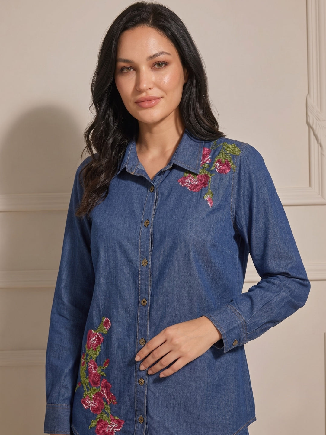 Lipi Bombay Cross Stitch Embroidery Denim Co-Ord Set