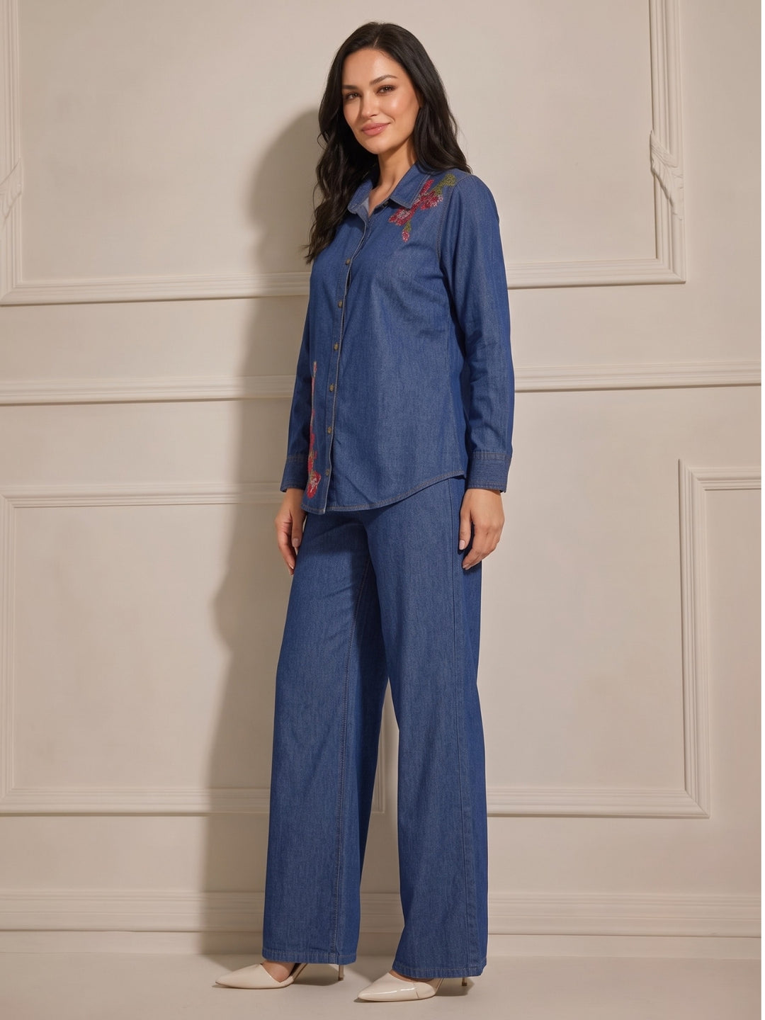 Lipi Bombay Cross Stitch Embroidery Denim Co-Ord Set