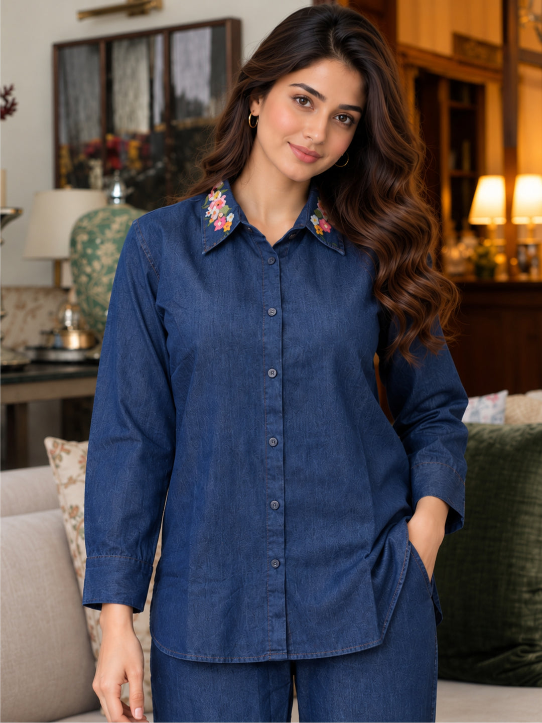 Lipi Dilli Embroidery Denim Co-Ord Set