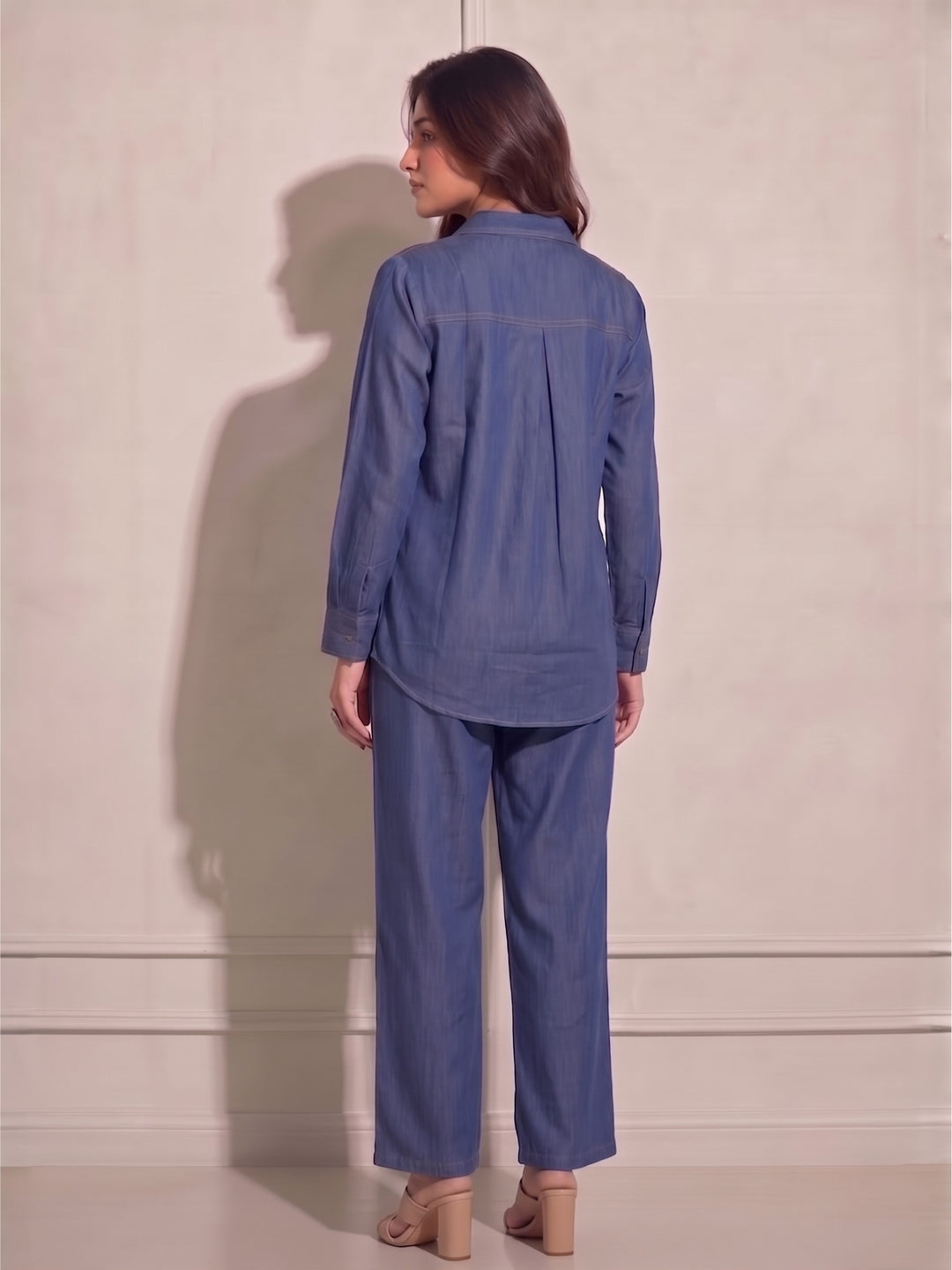 Lipi indi embroidery denim co-ord set