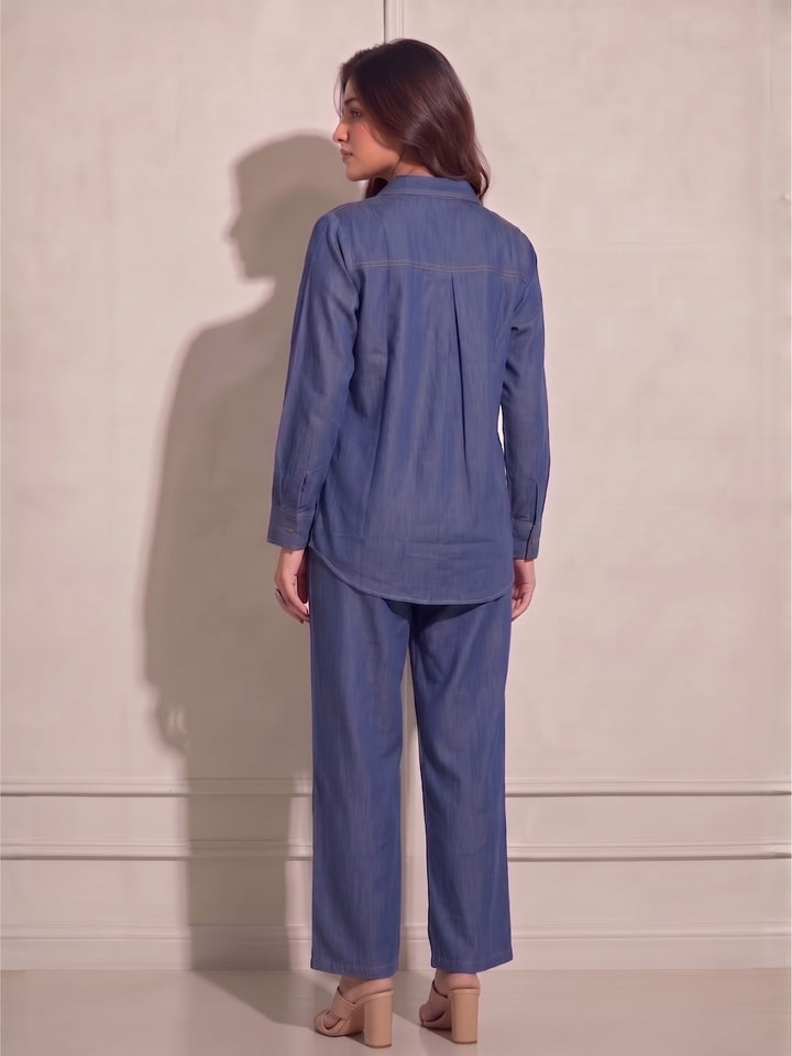 Lipi indi embroidery denim co-ord set