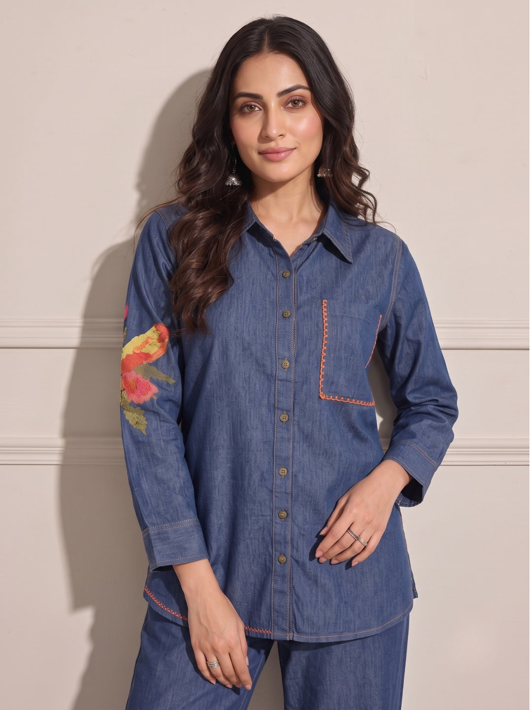 Lipi Italy Embroidery Denim Co-ord Set
