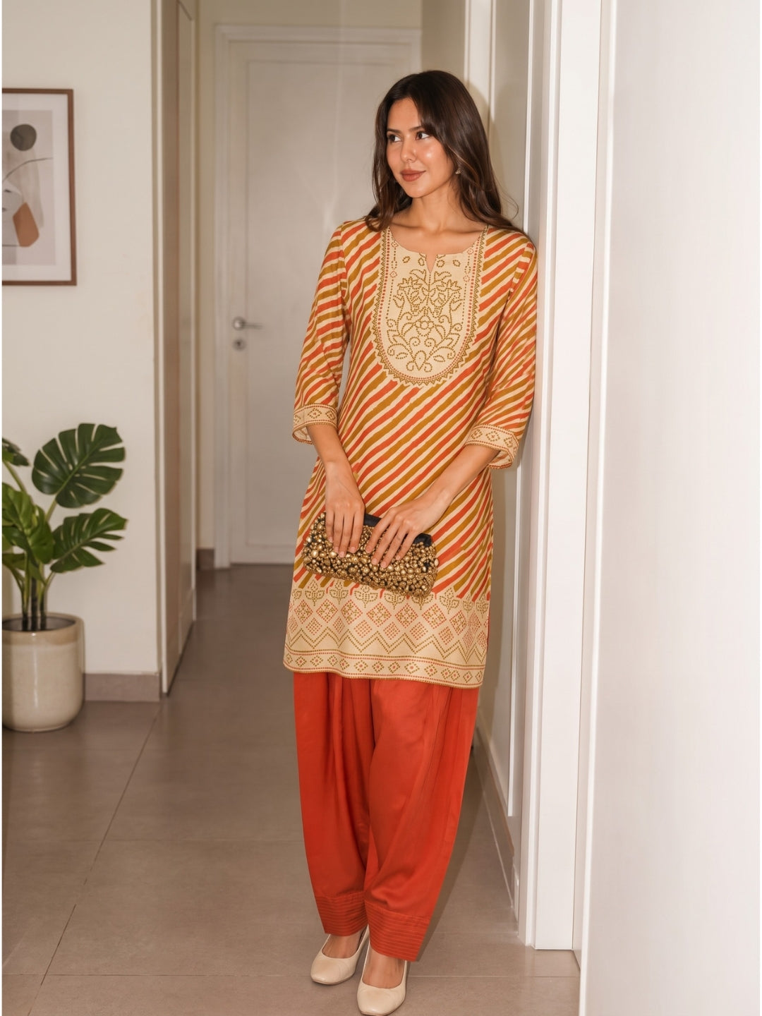 Lipi Kesar Work Farshi Co-Ord Set