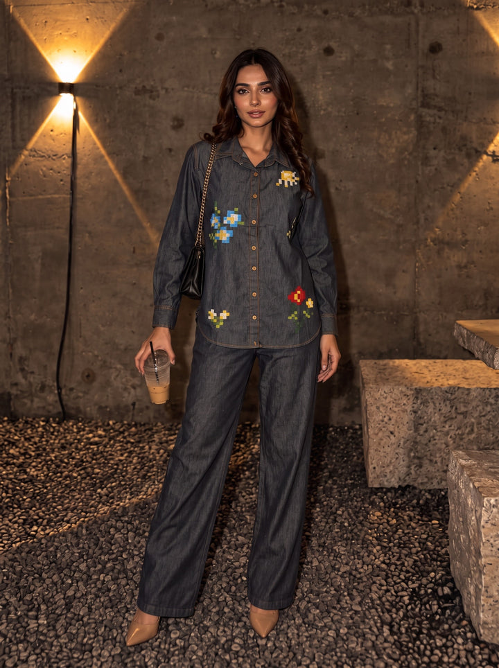 Lipi Pitch Embroidery Denim Co-Ord Set