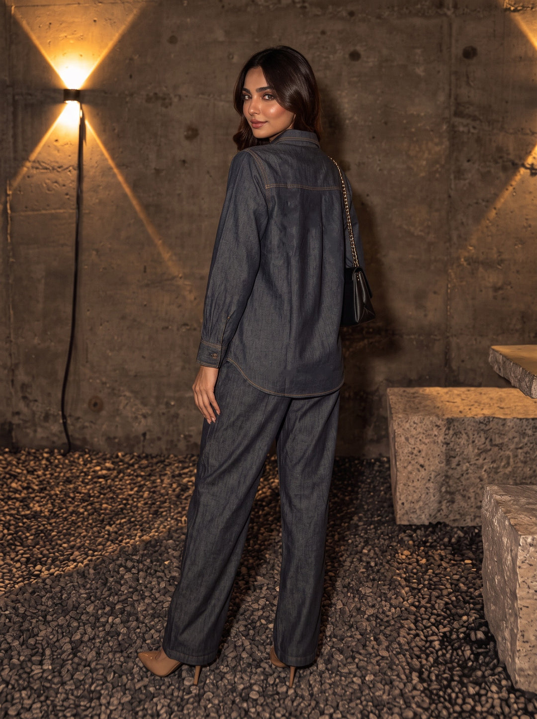 Lipi Pitch Embroidery Denim Co-Ord Set