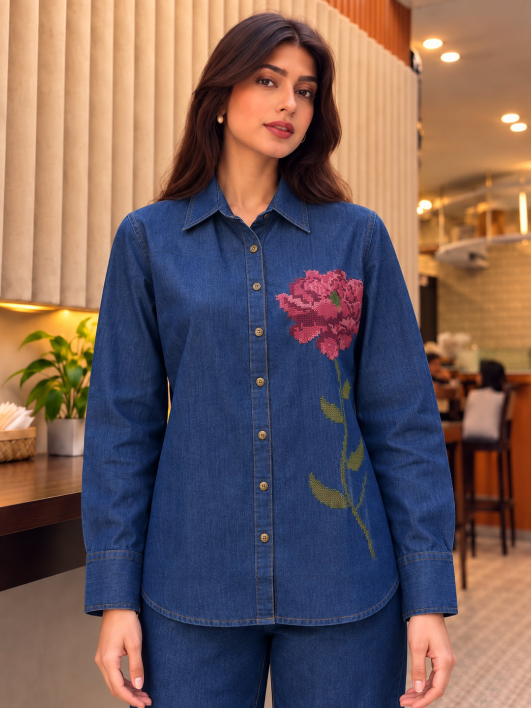 Lipi Scotland Embroidery Denim Co-Ord Set