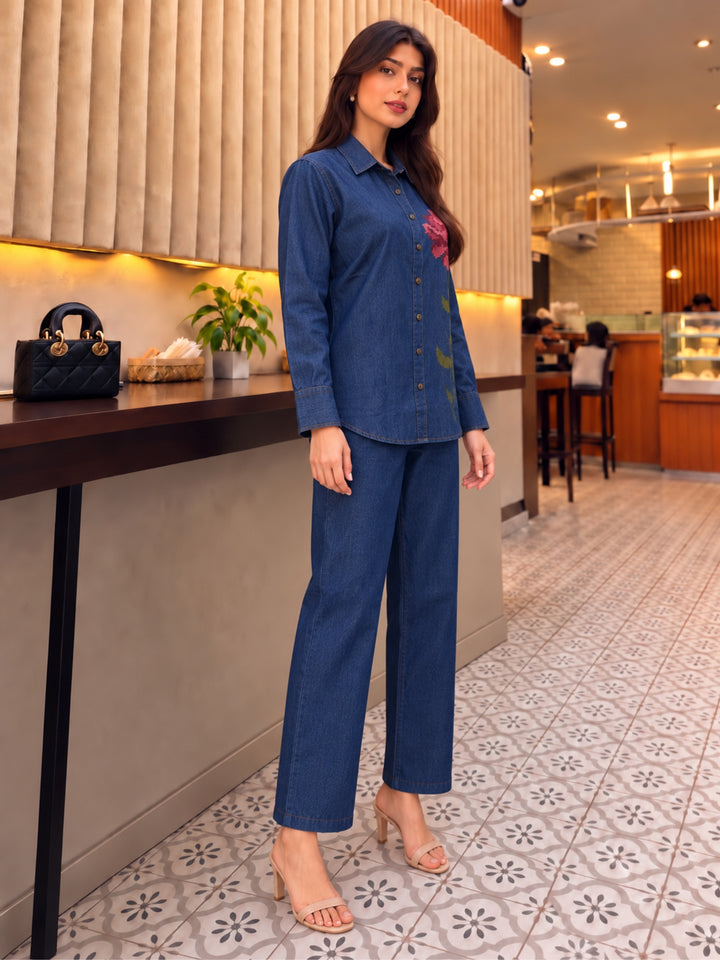 Lipi Scotland Embroidery Denim Co-Ord Set