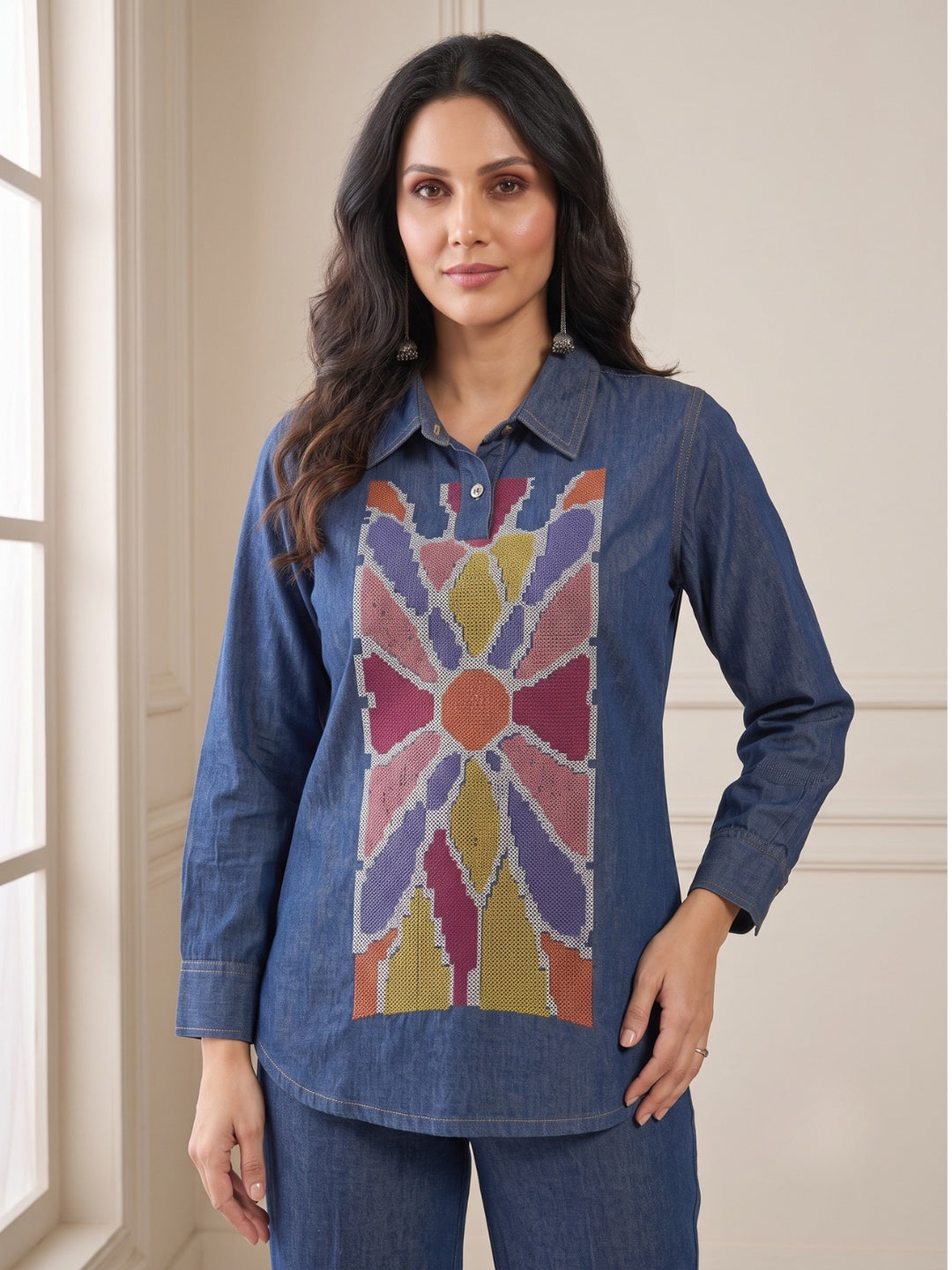 Lipi Spain Embroidery Denim Co-Ord Set