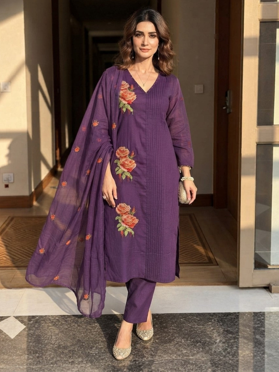 Lipi Wist Embroidery Cotton Suit Set