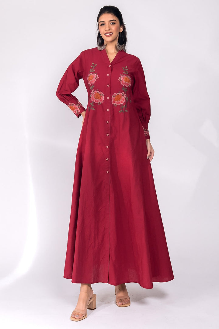 Mahua zarqa embroidery cotton dress