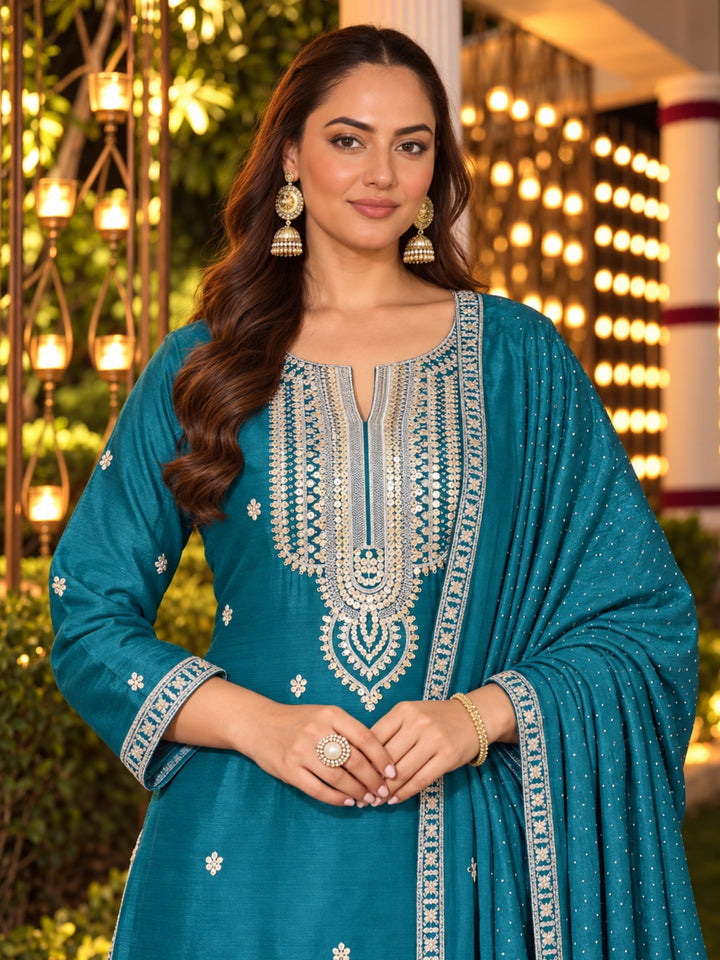Malti peacock full work suit set