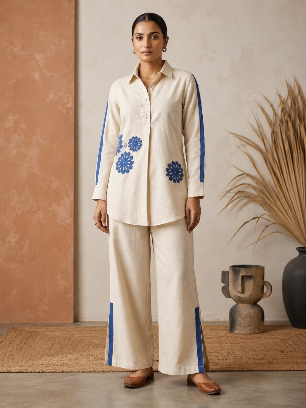 Marda Daisy Embroidery Cotton Co-Ord Set
