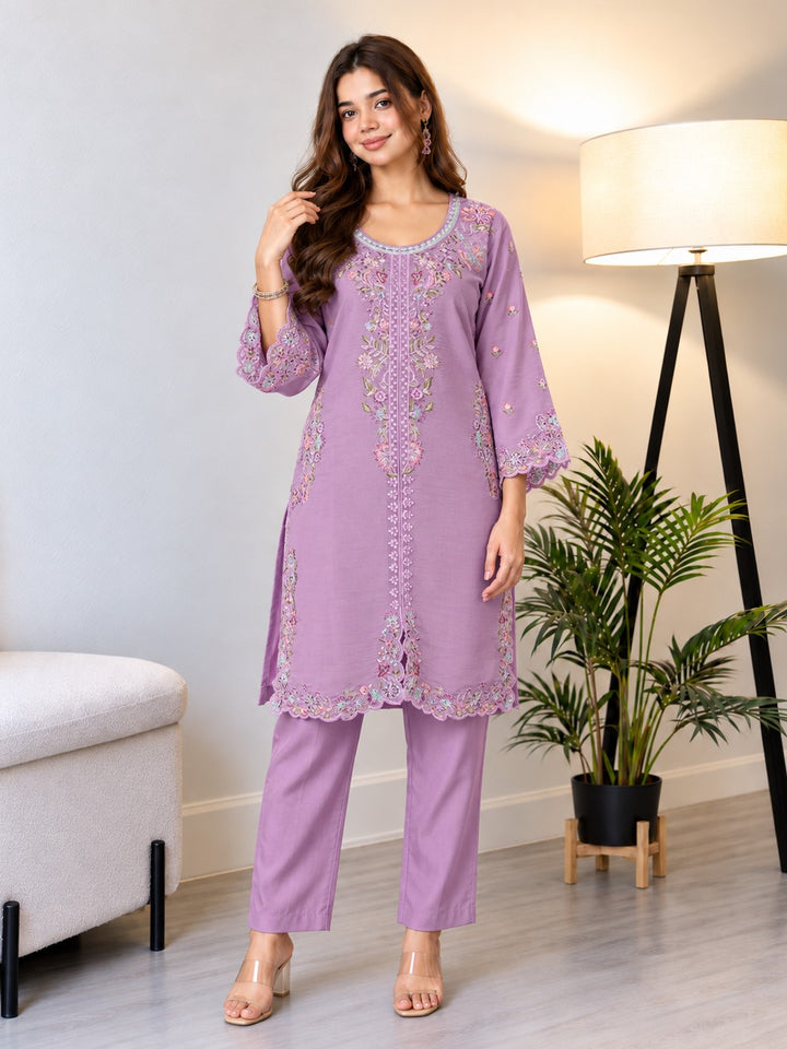 Mayuri Mauve Embroidered Co-ord Set