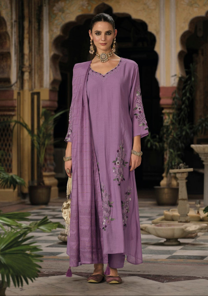 Chandrani Orchid embroidery suit set