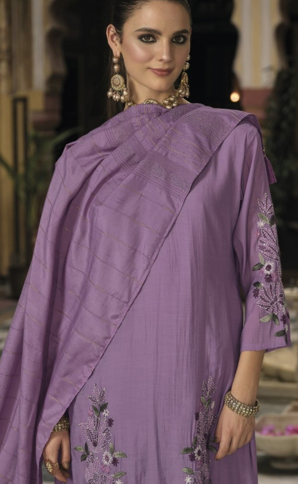 Chandrani Orchid embroidery suit set