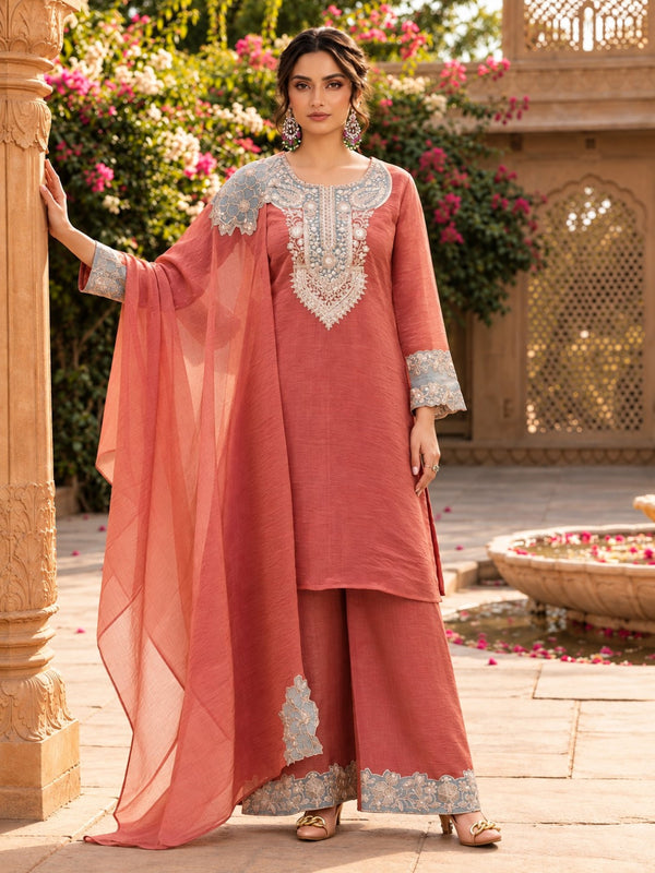 Mihika apricot full work suit set