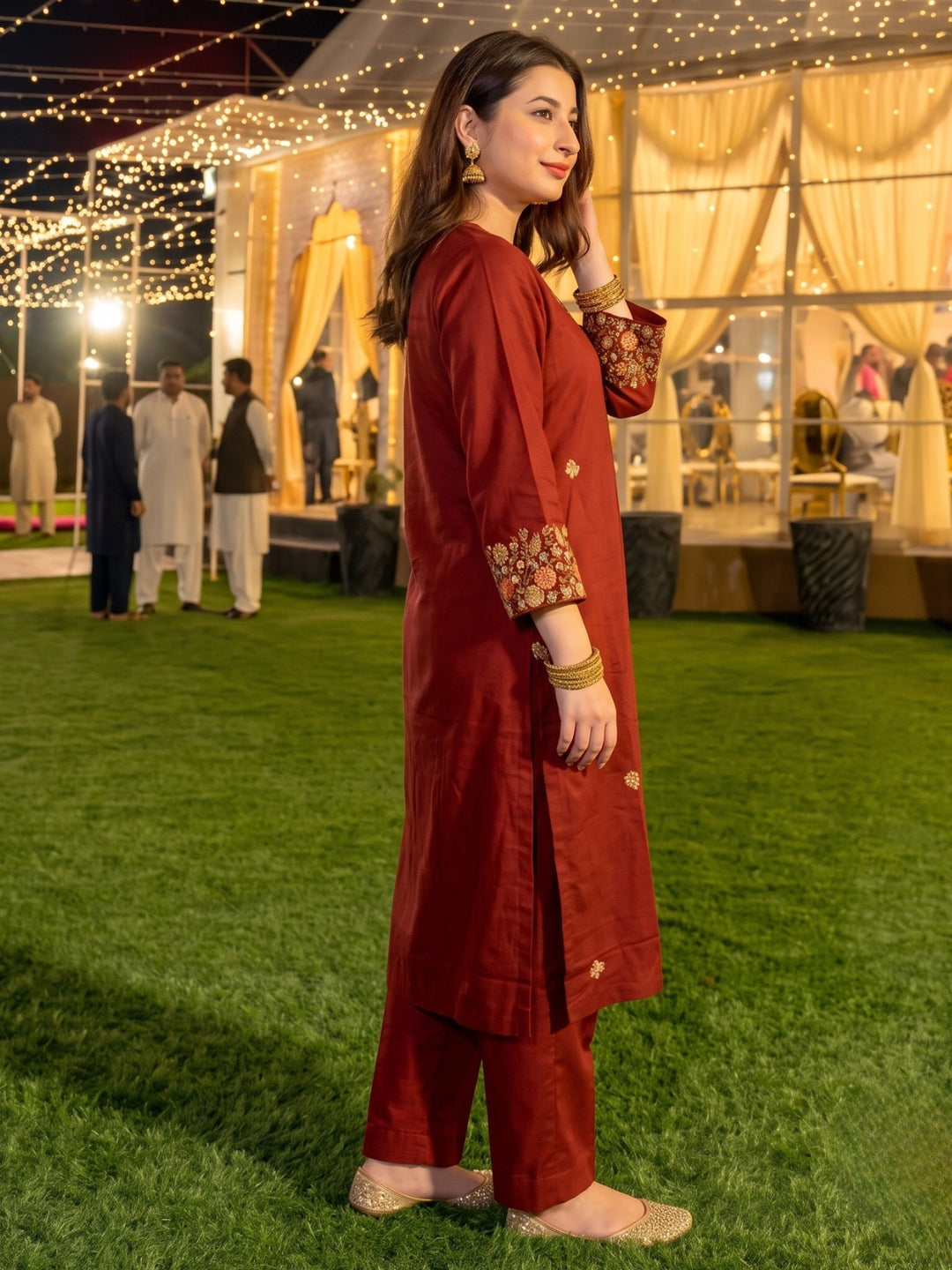 Mishka Tangerine Embroidery Kurta Pant Set