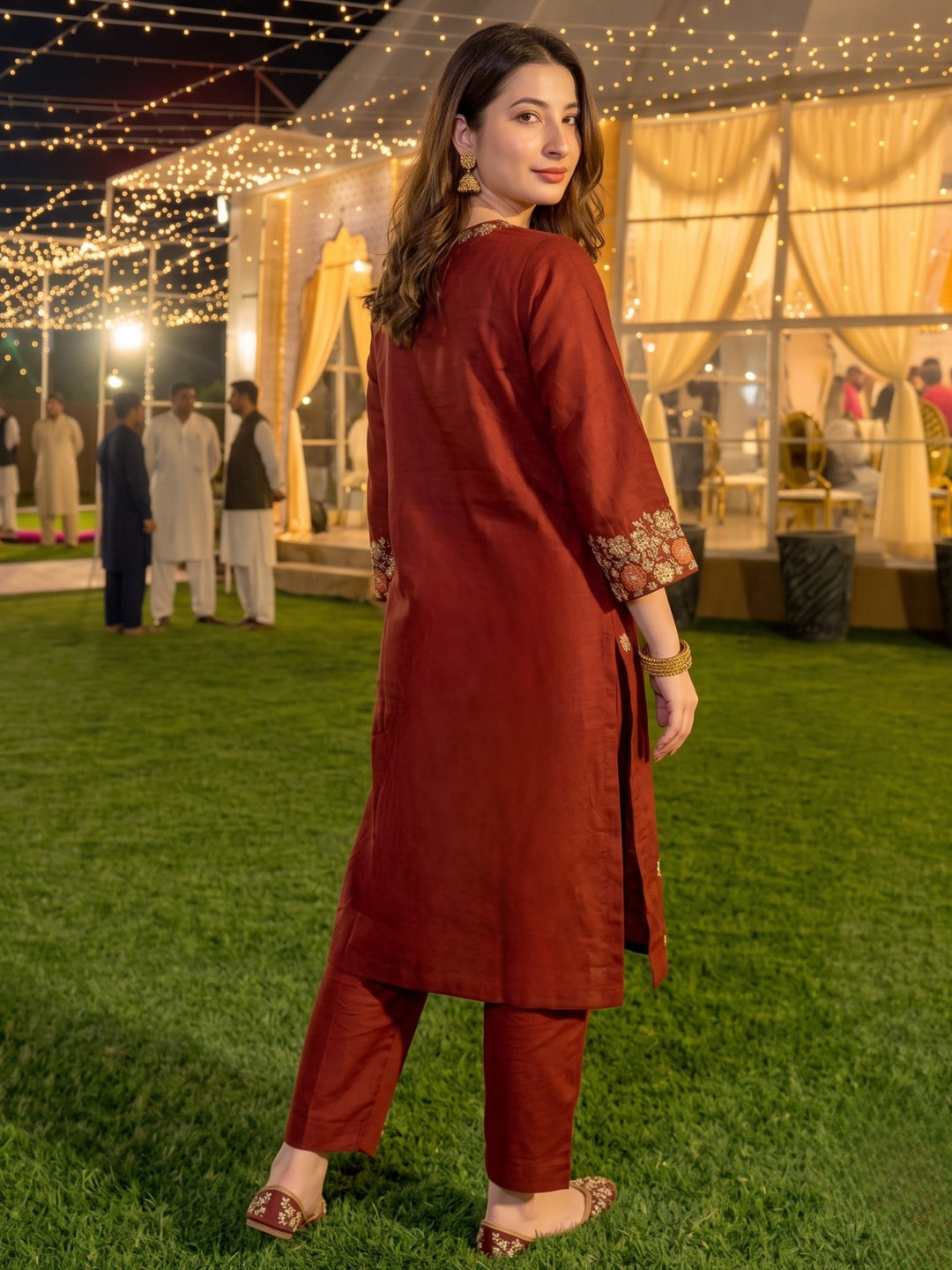 Mishka Tangerine Embroidery Kurta Pant Set