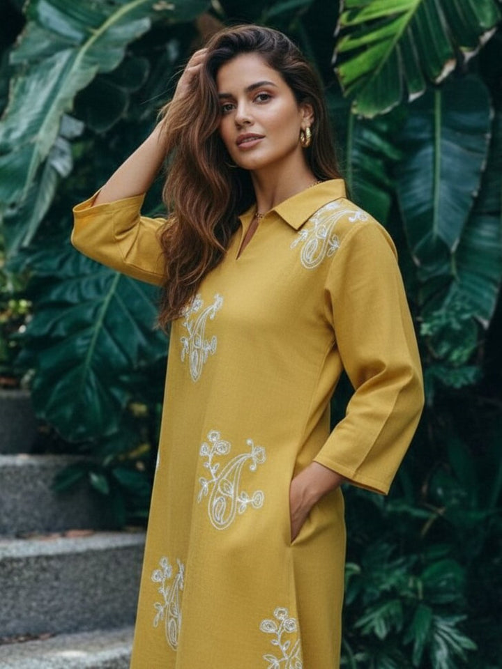 Ivanka glow embroidery cotton dress