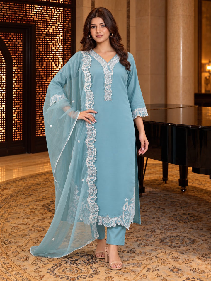 Morni Glacier Embroidered Suit Set