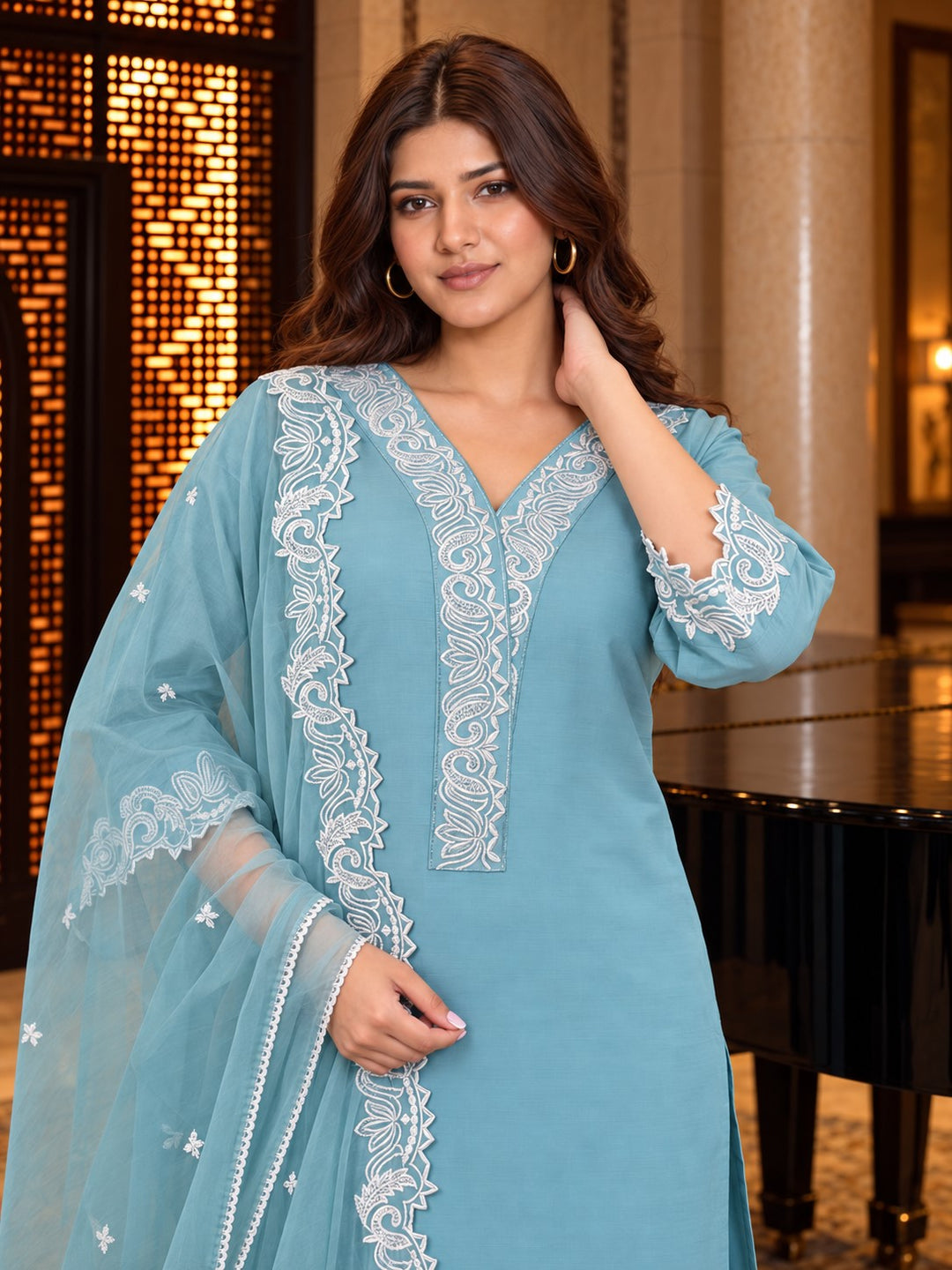 Morni Glacier Embroidered Suit Set
