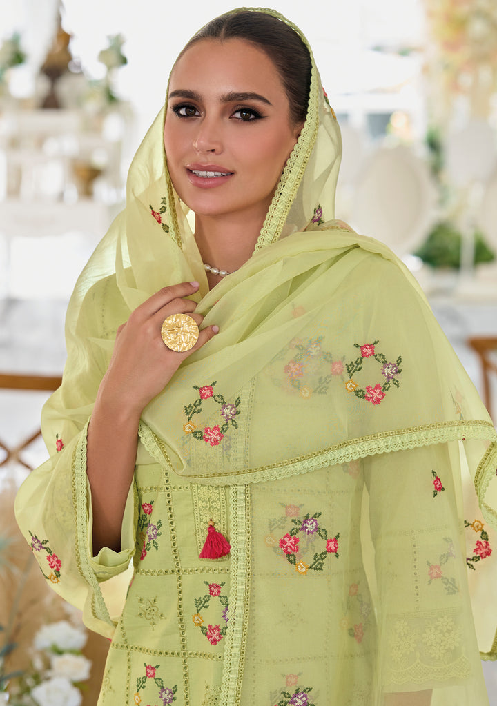 Sargam Fern Embroidery Cotton Suit Set