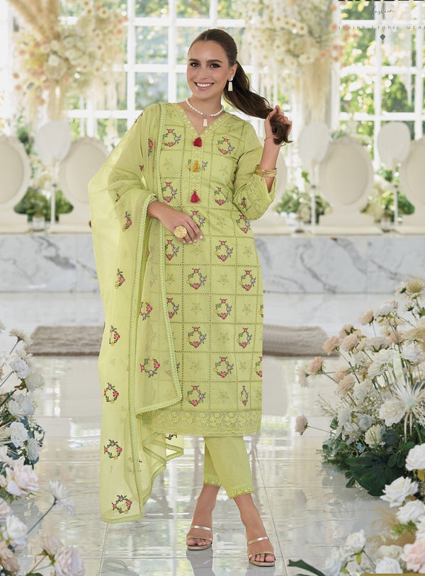 Sargam Fern Embroidery Cotton Suit Set