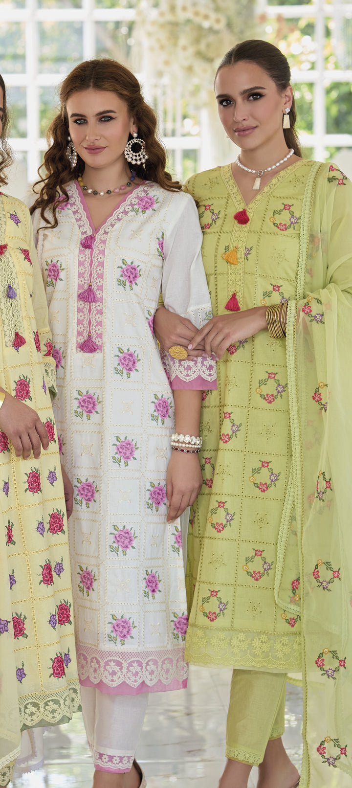 Sargam Fern Embroidery Cotton Suit Set