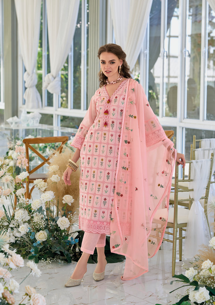 Sargam SoftPink Embroidery Cotton Suit Set