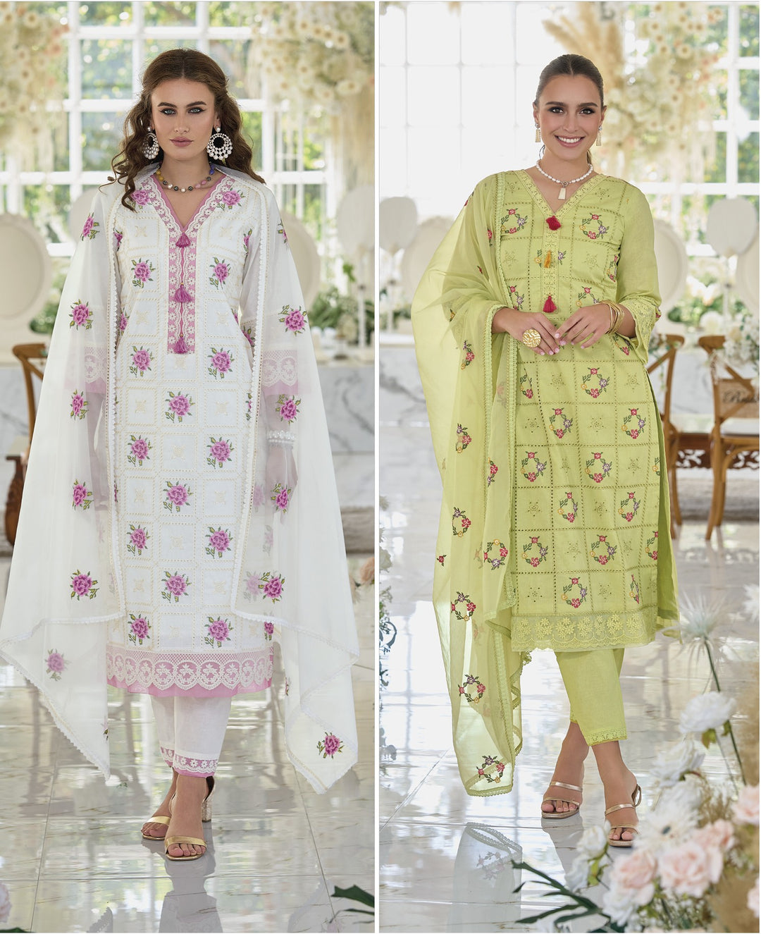Sargam Fern Embroidery Cotton Suit Set