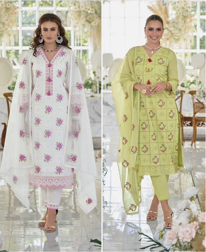 Sargam Fern Embroidery Cotton Suit Set