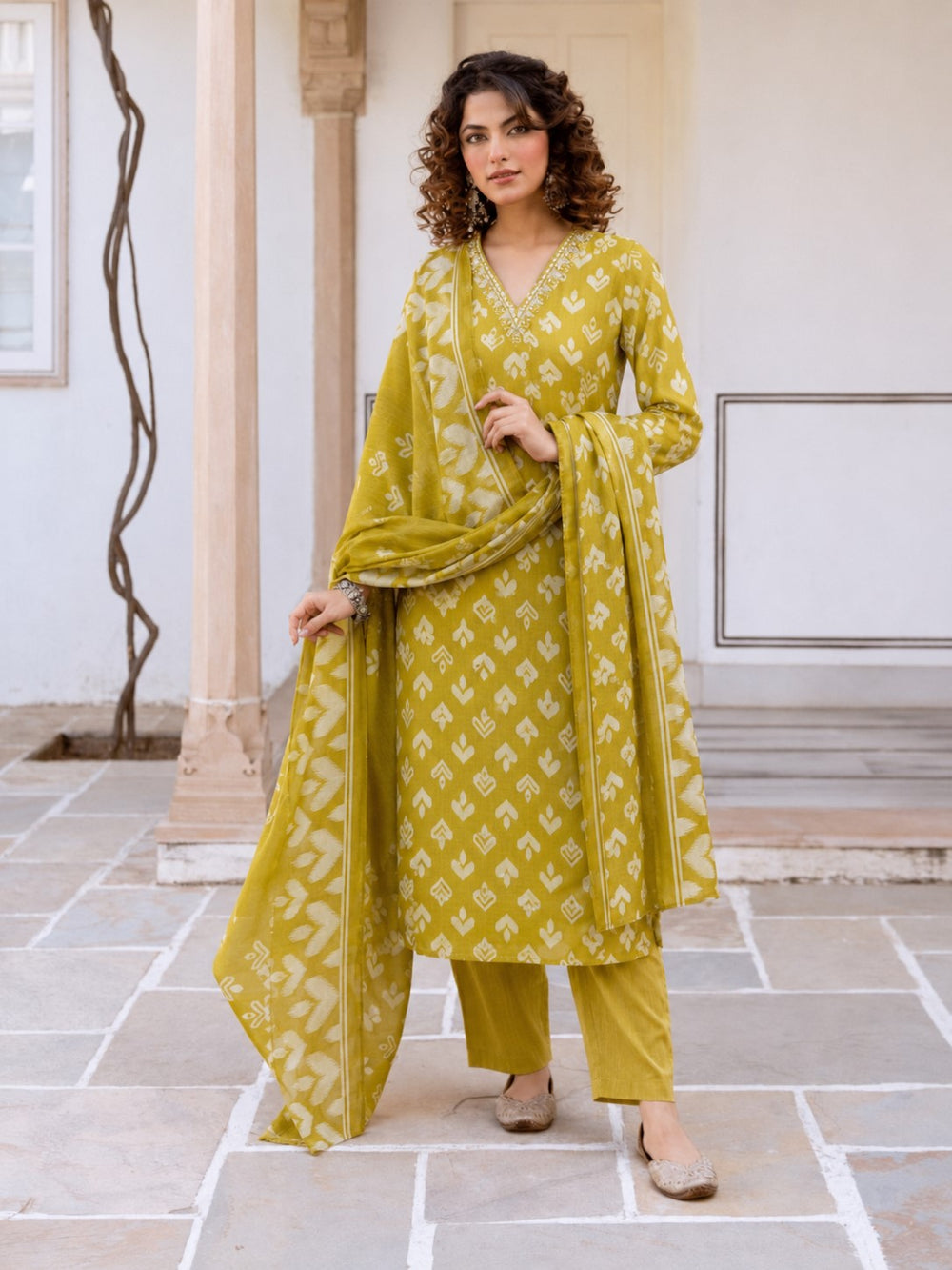 Myra Slime Printed Work Suit Set