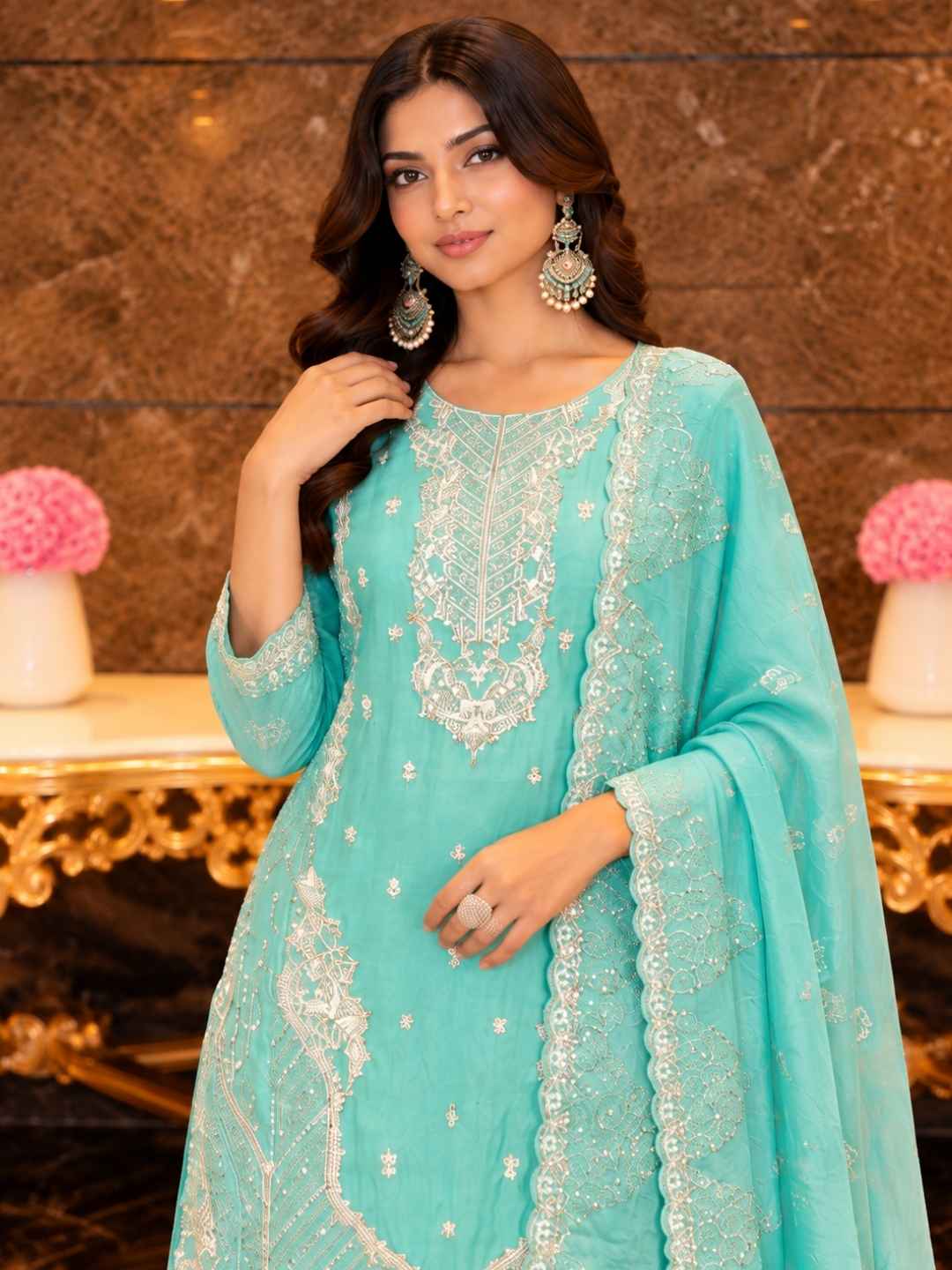 Mayuri Minty Full Work Suit Set