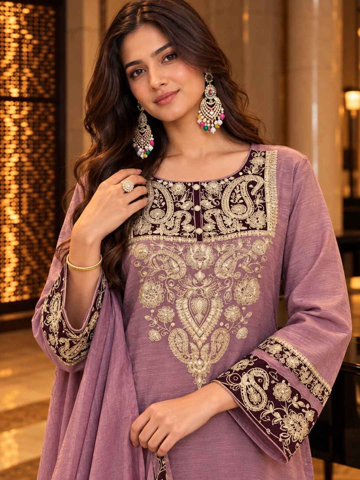 Mihika Lavender Full Work Premium Suit set