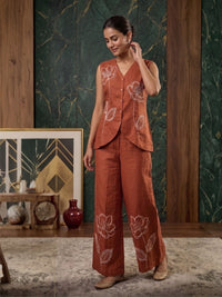 Mihika squash embroidery waist coat pant set