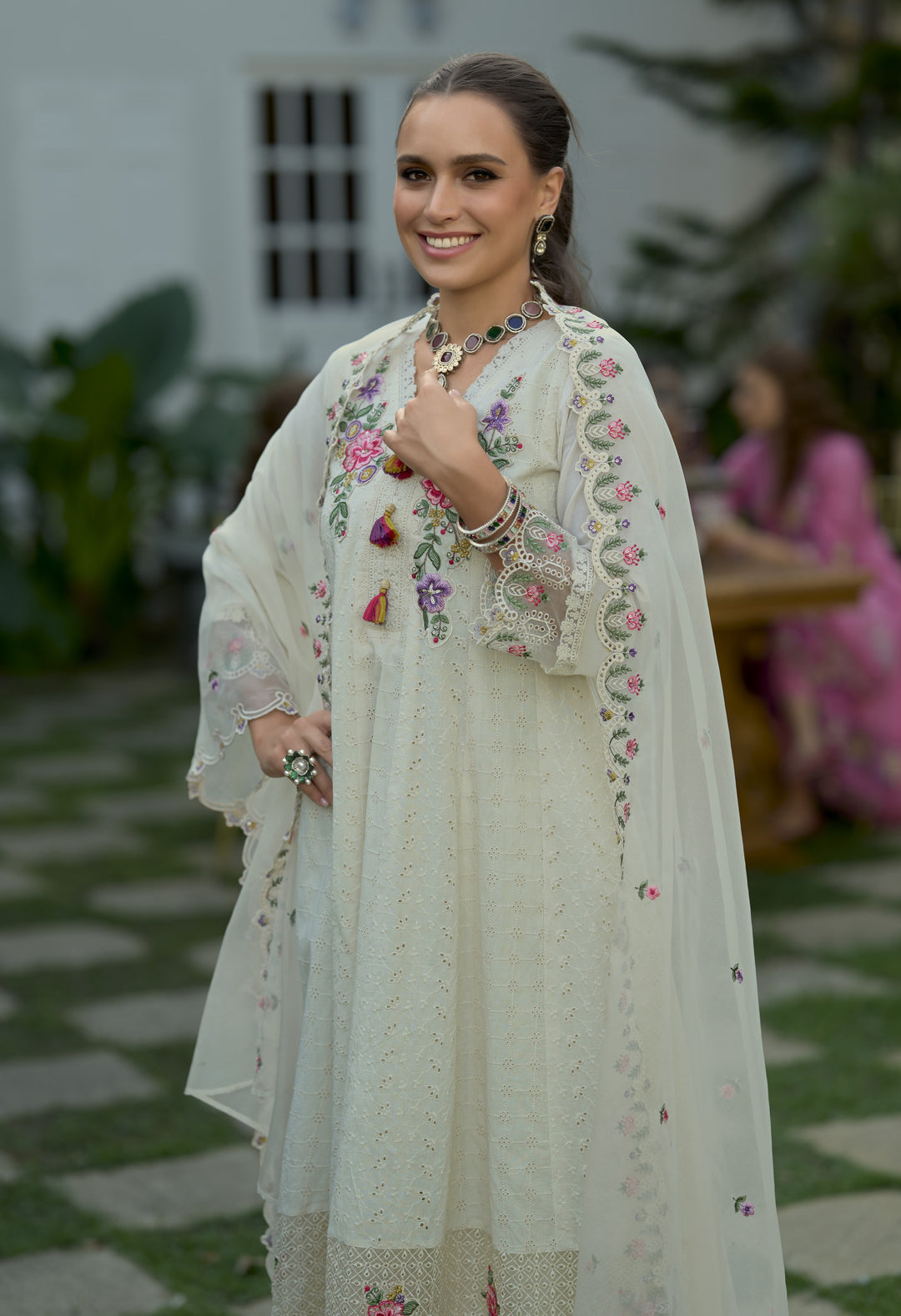 Raman misri  Schiffli Embroidery Lawn Full Work Suit Set