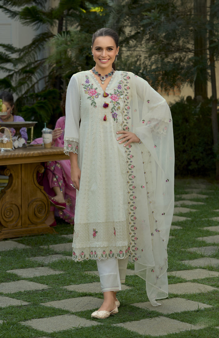 Raman misri  Schiffli Embroidery Lawn Full Work Suit Set