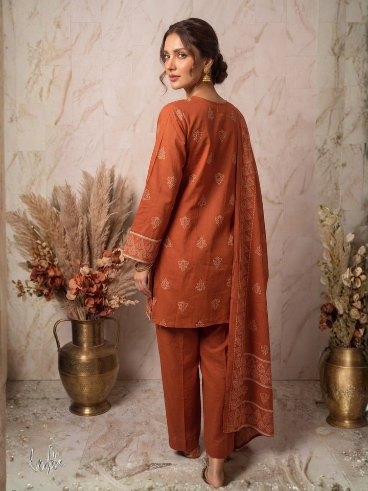Prisha tangerine cotton farshi suit set