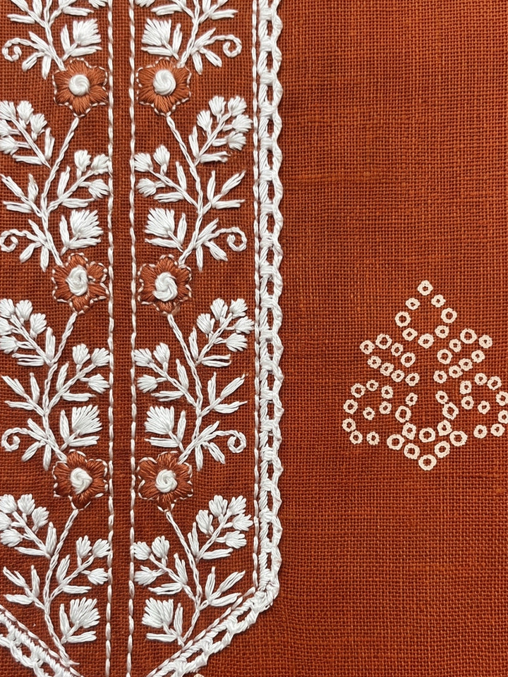 Prisha tangerine cotton farshi suit set