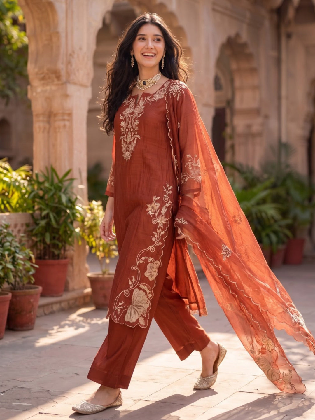 Opela Fire Handwork Embrodiery Suit Set