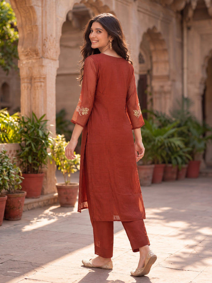 Opela Fire Handwork Embrodiery Suit Set