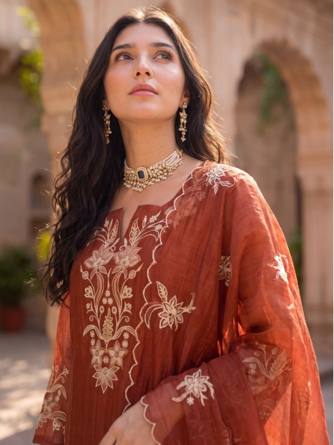 Opela Fire Handwork Embrodiery Suit Set