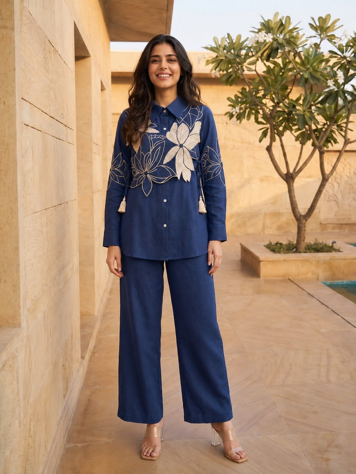 Opela Lapis Embroidery Bib Style Cotton Co-Ord Set