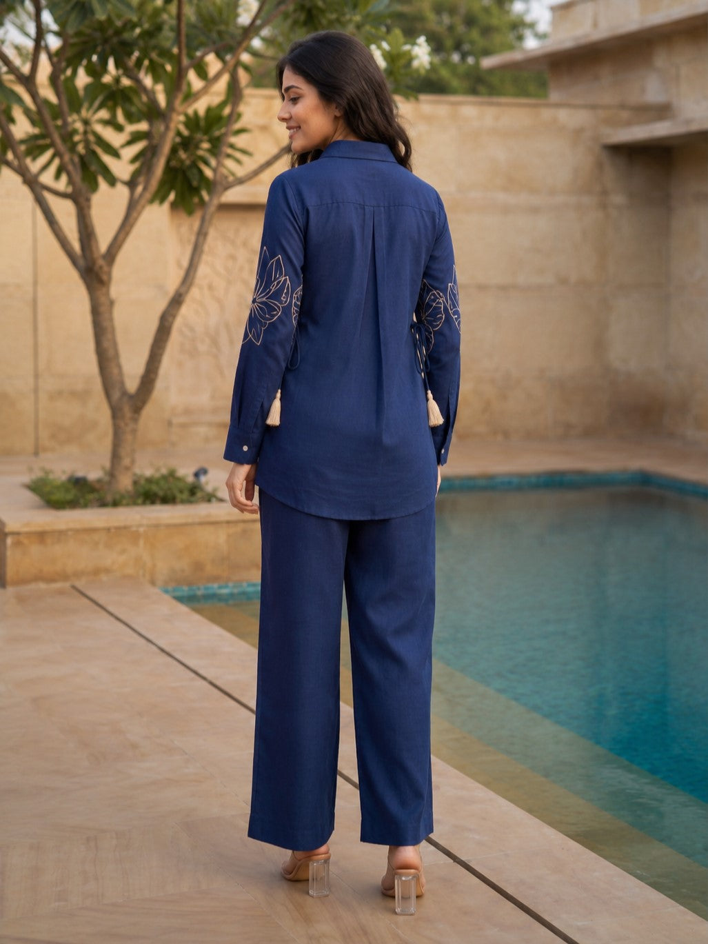 Opela Lapis Embroidery Bib Style Cotton Co-Ord Set